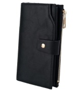 UTO Duży Portfel Damski Czarny PU Blokada RFID