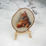 Plaster drewna pod kubek - zawieszka - rudy kot