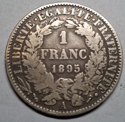 Srebrna moneta Francja 1 Frank 1895 A srebro