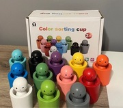 Zabawki drewniane do sortowania kolorów Montessori