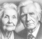 Portret ołówkiem babci i dziadka na zamówienie, na prezent urodzinowy