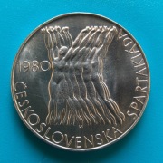 100 koron 1980 ČSSR Piąta Czechosłowacka Spartakiada Ag 0,500 waga 9,0 g
