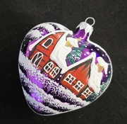 Bombki choinkowe 1szt. Duże serce malowane domki bombki retro jak prl 