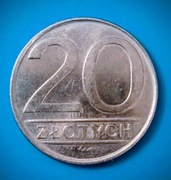 MONETA 20 złotych 1990 PRL Ze znakiem mennicy