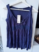 Vidarton - Granatowa bluzka z długim rękawem, odkryte ramiona, rozmiar M