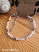 Bransoletka biały jadeit i kryształki