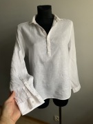 H&M biała bluzka koszula z kołnierzykiem Iniana 100 % len S M
