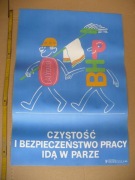 plakat BHP  .Plakat z PRL. Stary plakat