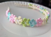 Opaska do włosów, szydełkowe kwiatki 