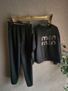 Komplet damski dresowy typ masełko czarny  Min