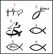 Naklejka na auto KRZYŻ RYBKA JEZUS ICHTHYS