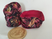 Komplet czapka komin bawełniany damski Bordo i złoto na jesień  M XL 