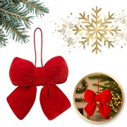 Czerwona kokarda, aksamitna, ozdoba świąteczna 14 x 5cm