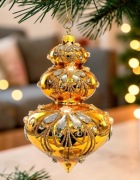 Bombka choinkowa duży złoty Wisior szklane ozdoby choinkowe retro styl 