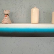 Półka dekoracyjna drewniana biała turkusowa czarna
