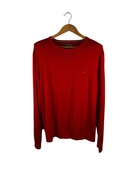 Sweter w serek Tommy Hilfiger czerwony z logiem XXL