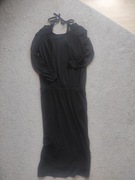 Sukienka Zara Basics S czarna do kolan z odkrytymi plecami 