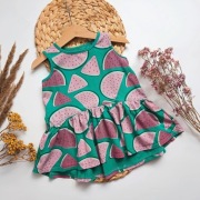 Bluzka zielona w arbuzy 92 Cool Club Smyk bawełniana krótki rękaw arbuz kos