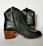 CZARNE BOTKI BUTY 41 SKÓRZANE   "7 MIL" 