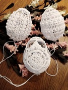 Duże ażurowe ozdobne pisanki zawieszki Komplet Handmade 3 szt