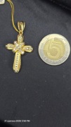 Złoty krzyżyk z diamentami, próby 585/14k, Diamenty 0,61 ct SI1. NOWY.