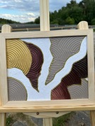 Drogi" abstrakcja obraz akrylowy strukturalny ręcznie malowany 24x30cm 