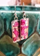 Kolczyki z prawdziwą piwonią w żywicy | Stal nierdzewna | handmade