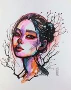 Shen Ji - portret Azjatki, markery na papierze, 2025, 35x29