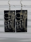 Kolczyki Birth Mahine Giger decoupage grafika obraz broń Handmade