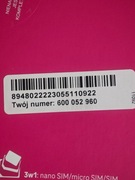 Piękny łatwy złoty numer telefonu T-mobile 600 052 960