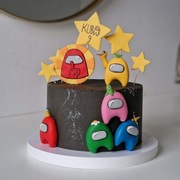 Among Us figurki dekoracje na tort z masy cukrowej