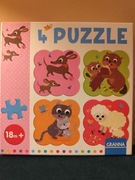 Puzzle z jamnikiem dla dzieci 4 el.