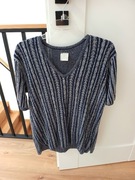 Ciemnogranatowa sweterkowa bluzka z dekoltem V na 44/46 XXL damska