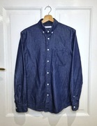 Granatowa/niebieska denimowa koszula męska z długim rękawem vintage
