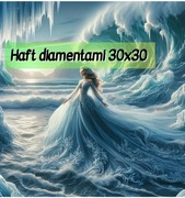 Zestaw do haftowania diamentami morze Królowa Lodu kobieta Zima Fale Ocean 