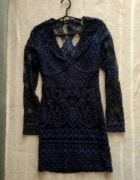 Piękna granatowa sukienka koronowa Missguided sukienka S