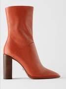 Zara, skórzane botki na obcasie, roz. 36, nowe 