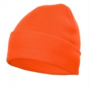Czapka zimowa dziana akrylowa dwuwarstwowa wywijana pomarańczowa UNISEX
