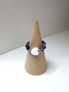 Pierścionek handmade z lapisem lazuli i sercem z masy perłowej