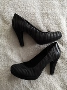 Czarne eleganckie buty szpilki w paski zebra Marco Tozzi 37