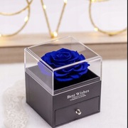 Wieczna róża w szkatułce z biżuterią niebieska