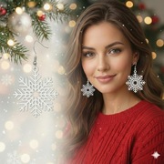 Kolczyki Białe Płatki Śniegu - Bigle Posrebrzane, Antyalergiczne