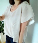 Beżowa bluzka damska z szerokimi rękawkami, 4XL 