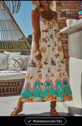 Sukienka Boho .Nadruk: kolorowy print na beżowym tle. Rozmiar: XXL..
