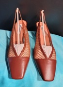 Buty na obcasie Aquazzura Margot Mesh Sling 50, kolor brązowy, rozmiar 39.