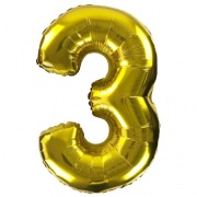 Balon foliowy HEL 100 cm Cyfra 3  gold