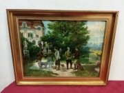 OBRAZ W DREWNIANEJ RAMIE 60x46cm polowanie