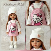 Zestaw 3w1 dla lalek Paola Reina 32cm bluzka,czapka,sukienka
