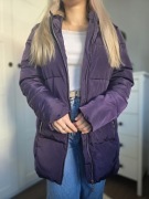 Fioletowa kurtka pikowana oversize z kapturem r. S