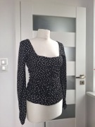 Bluzka Savida oryginalna piekna w kropki długi rekaw marszczona dopasowana